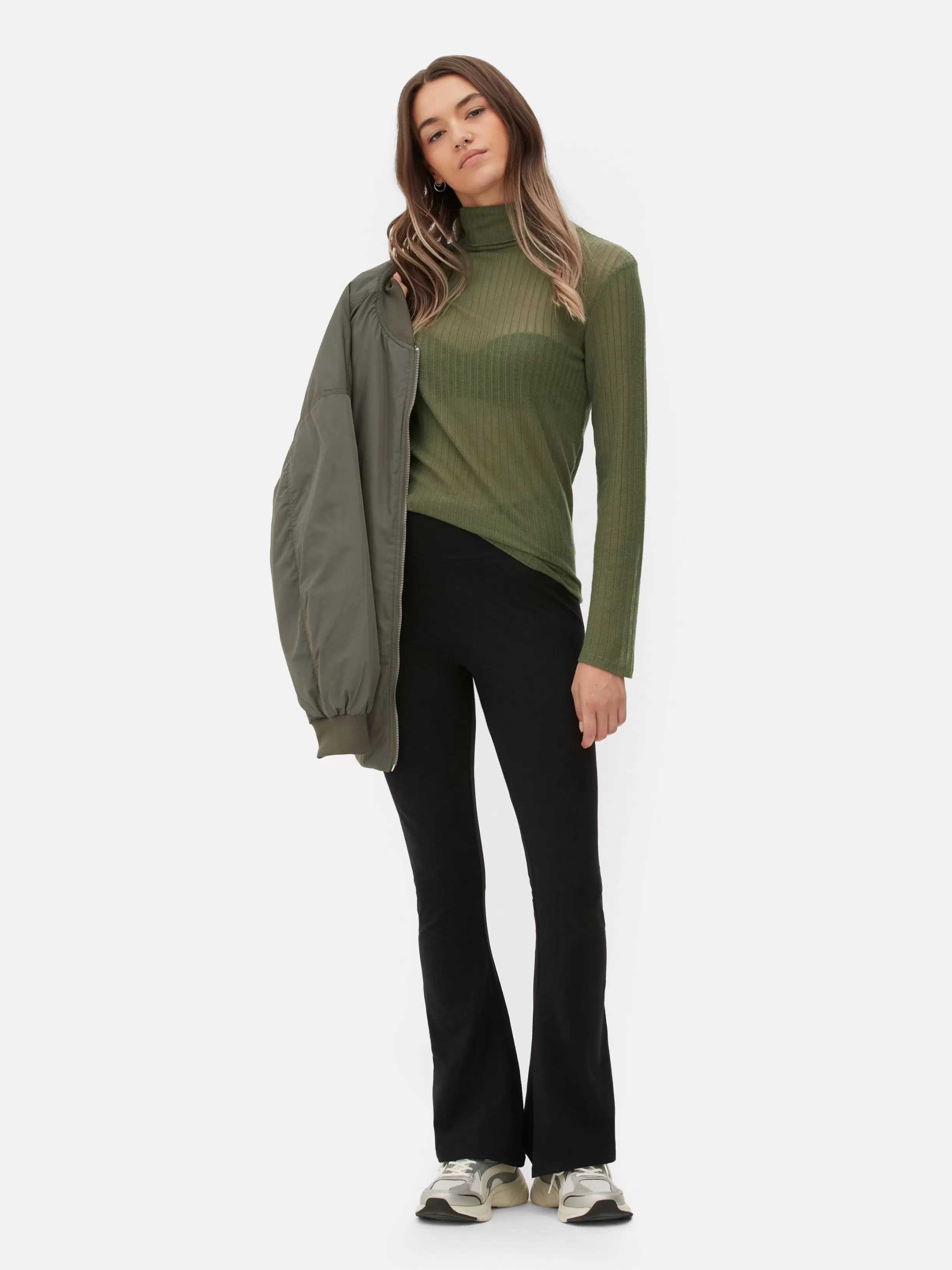 Primark Broeken En Leggings^Jersey Legging Met Hoge Taille En Wijde Pijpen
