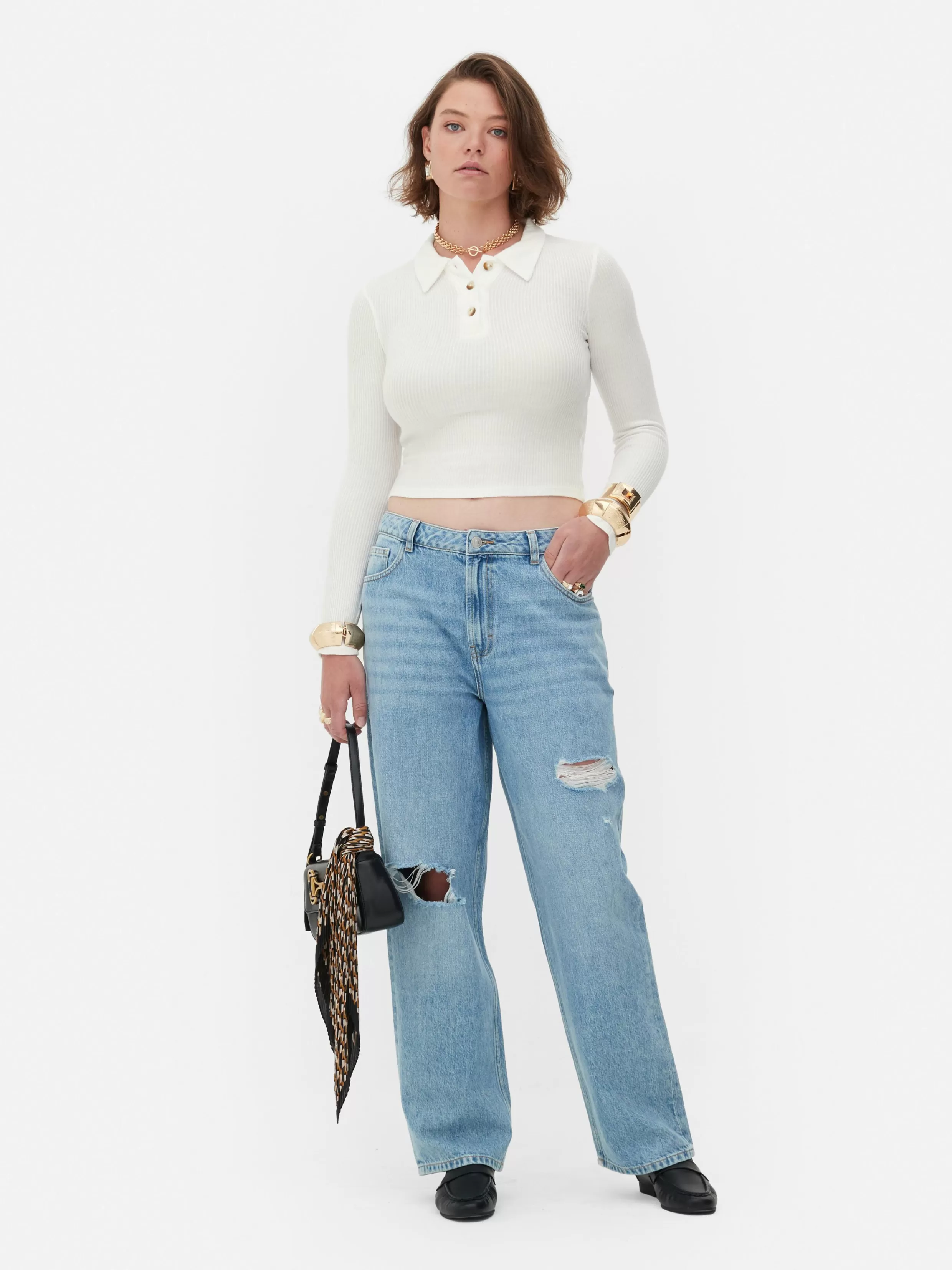 Primark Warme Winterkleding | Tops En T-Shirts^Polo Van Ribstof Met Lange Mouwen Rita Ora