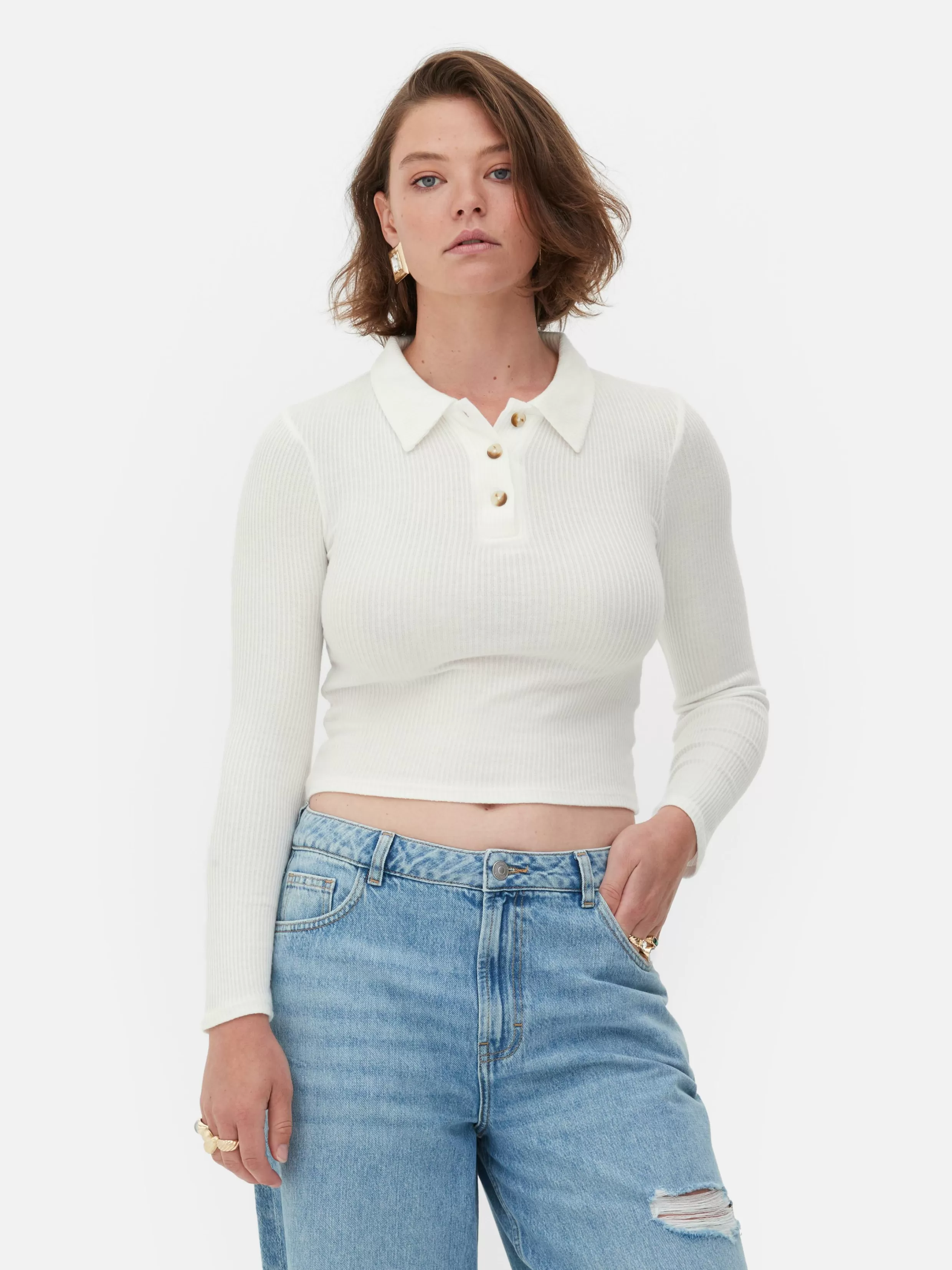 Primark Warme Winterkleding | Tops En T-Shirts^Polo Van Ribstof Met Lange Mouwen Rita Ora