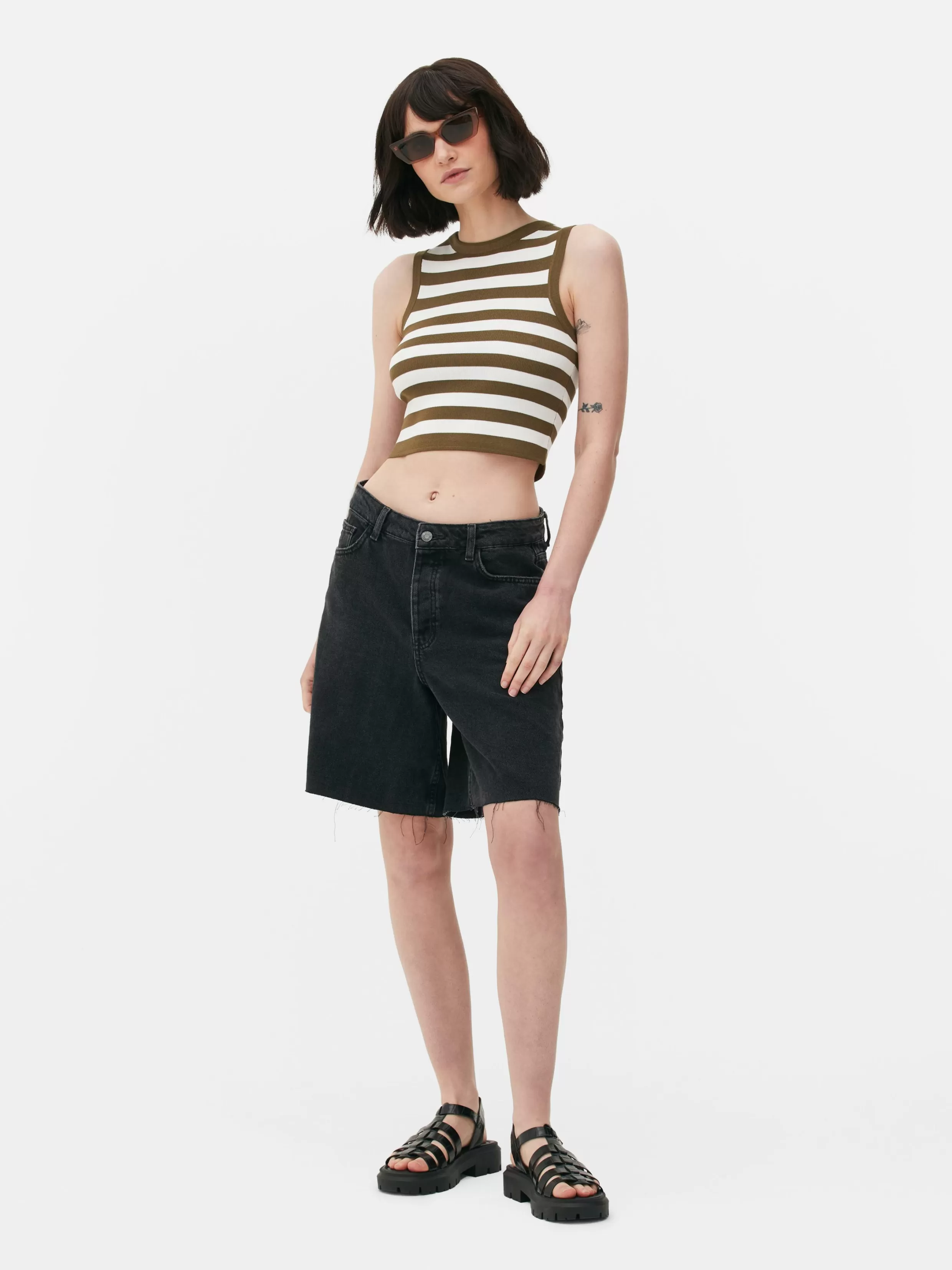 Primark Tops En T-Shirts^Ribgebreide Korte Tanktop Met Ronde Hals