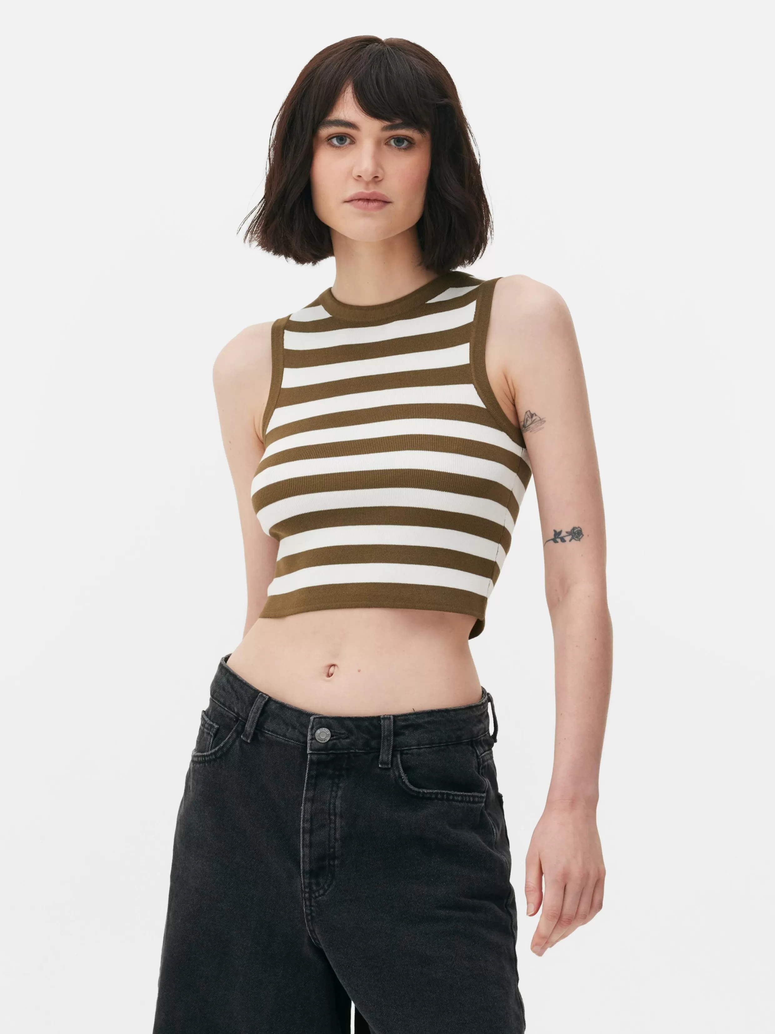 Primark Tops En T-Shirts^Ribgebreide Korte Tanktop Met Ronde Hals