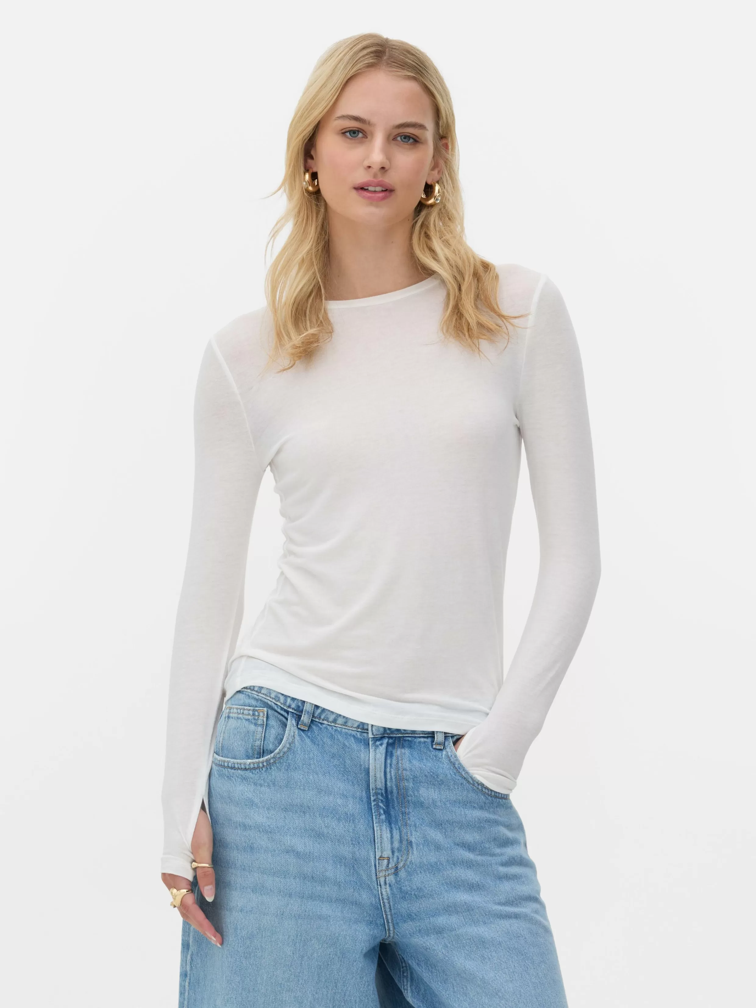 Primark Warme Winterkleding | Tops En T-Shirts^T-shirt Met Lange Mouwen En Stretch Rita Ora